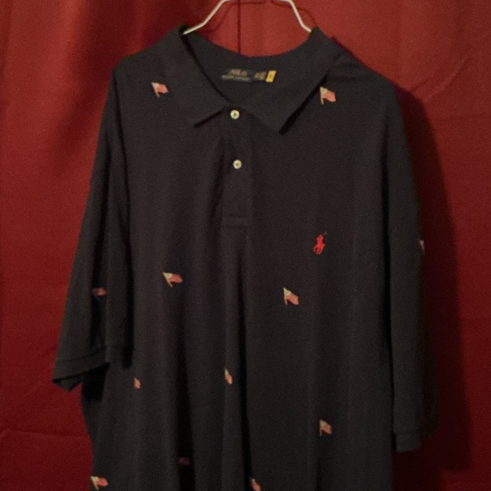 Polo by Ralph Lauren Men's Dark Blue Polo with Red Accents